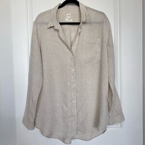 GAP Women's Light Tan Linen Button Down Shirt